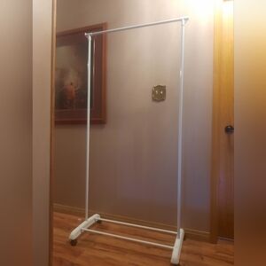 White Garment Rack With Wheels
